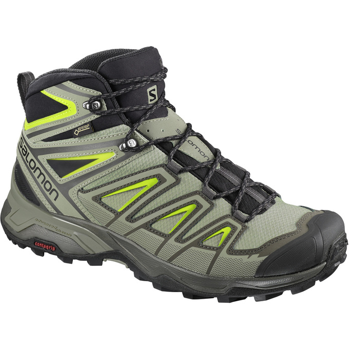 Salomon Singapore Mens Hiking Shoes - X ULTRA 3 MID GTX® Olive/Black | 20476-DJXQ